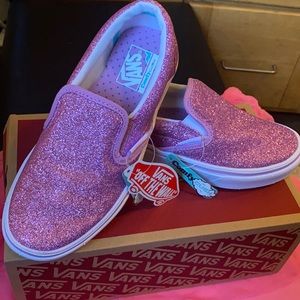 (Glitter) Orchid/True Wht Vans kids 13.5